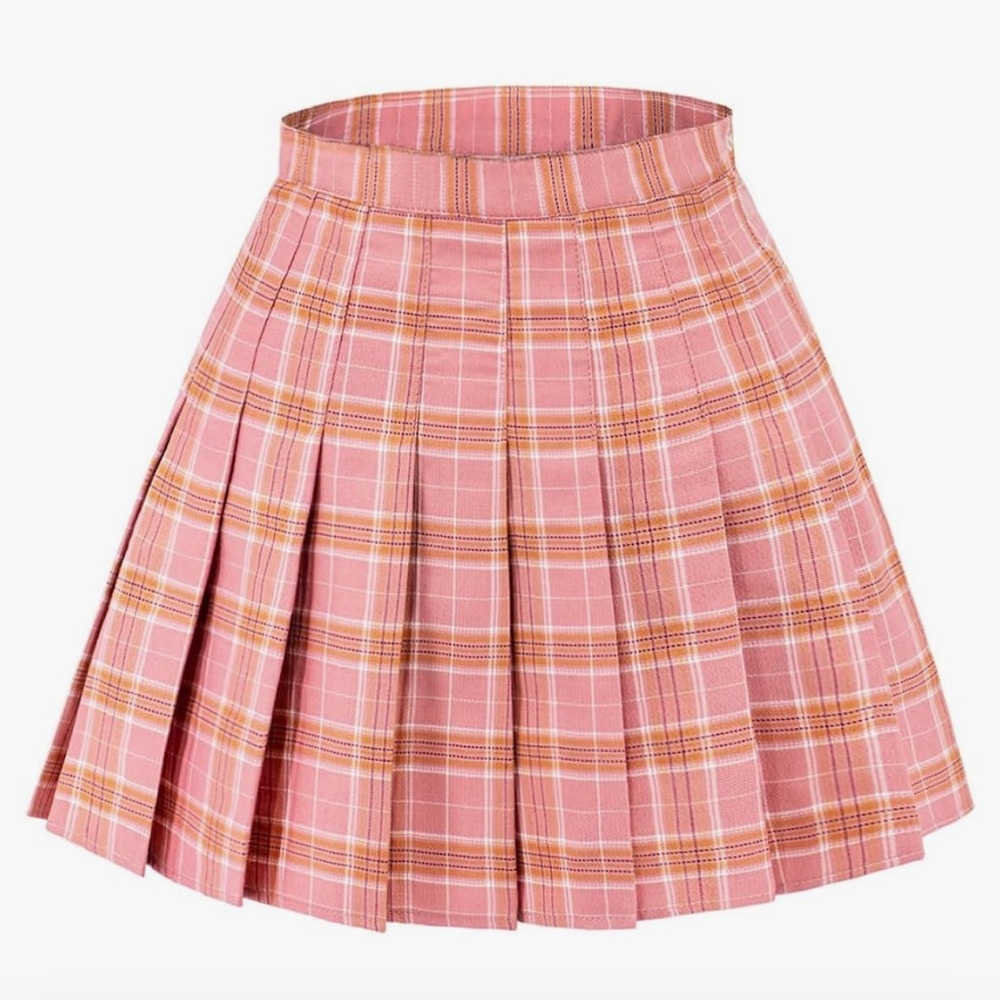 Bundle of 2 Fully lined pink and blue plaid pleated mini skorts - Picture 3 of 6